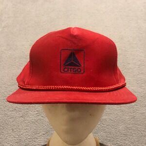 Vintage Citgo Gas Station Rope Hat Red Snapback Trucker Cap Adjustable Mens